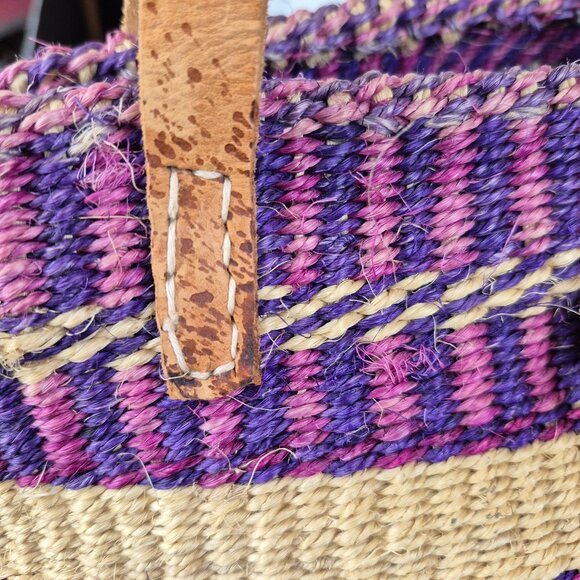 Vintage Handwoven Sisal Tote Market Bag from Kenya - Picture 12 of 16